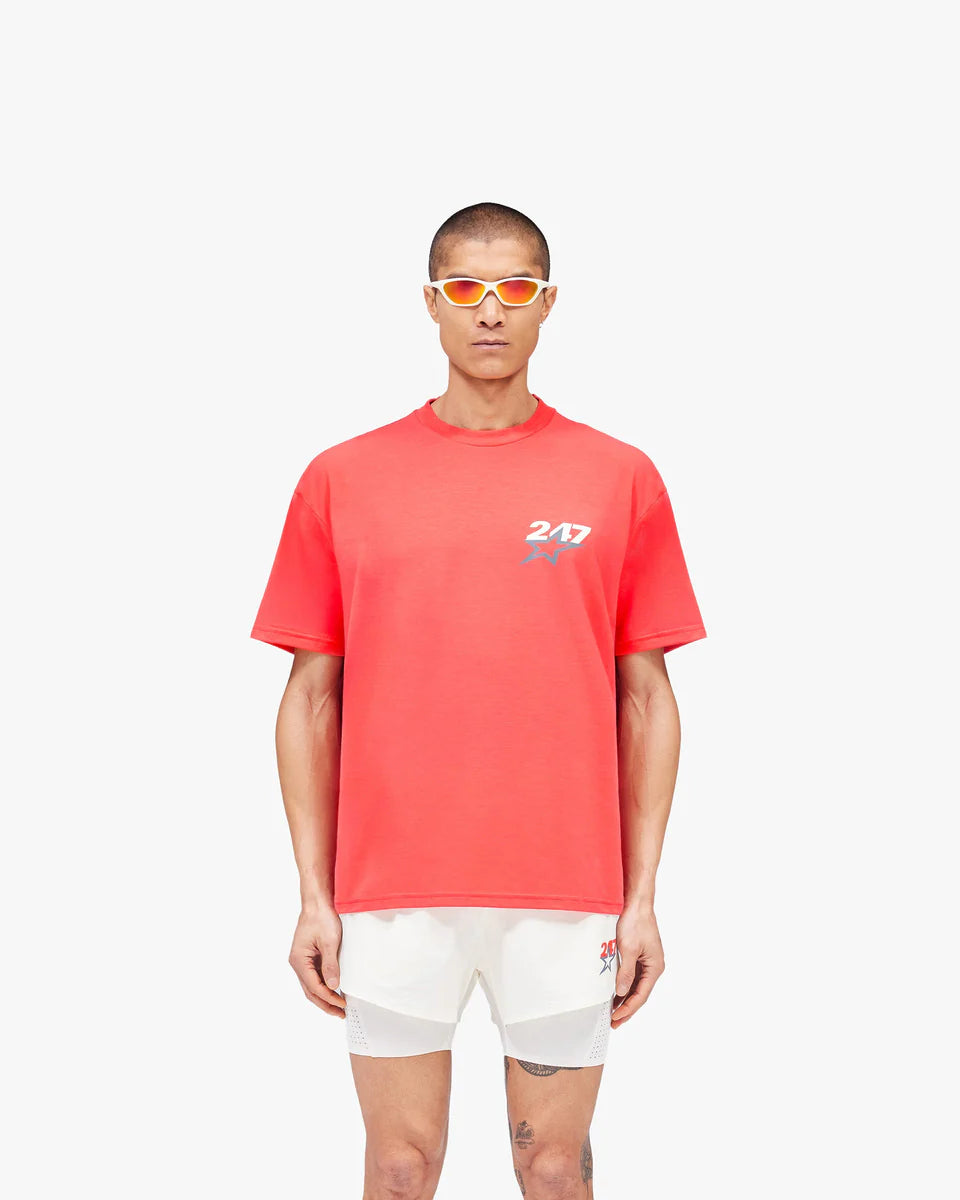 247 STAR PRINT OVERSIZED TSHIRT RACING RED