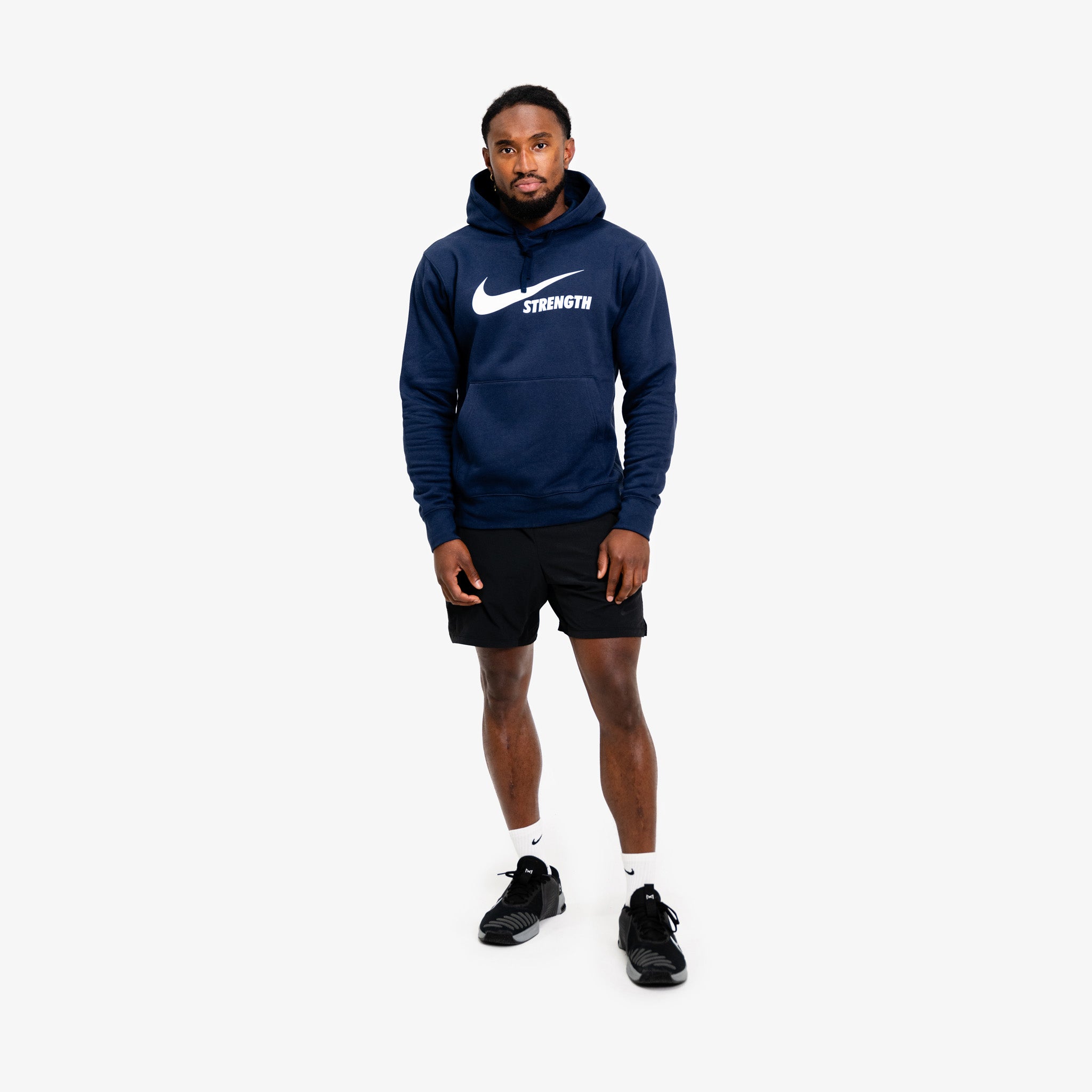 NIKE STRENGTH UNISEX HOODIE NAVY/WHITE