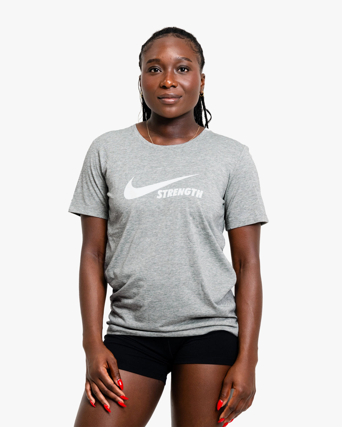 NIKE STRENGTH WOMEN'S TEE CHARCOAL/WHITE
