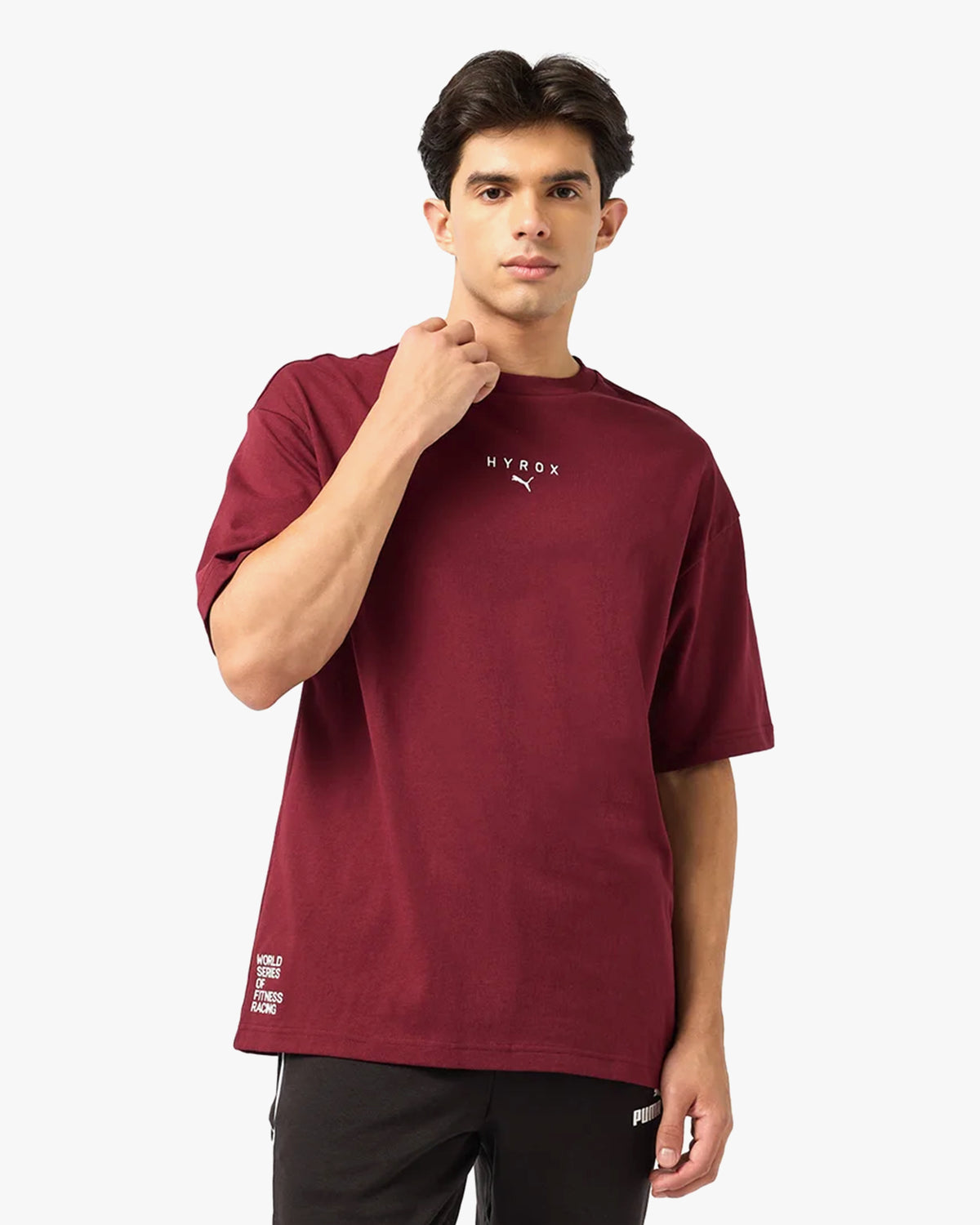 PUMA X HYROX MEN'S LIFESTYLE TEE RUBY SHIMMER