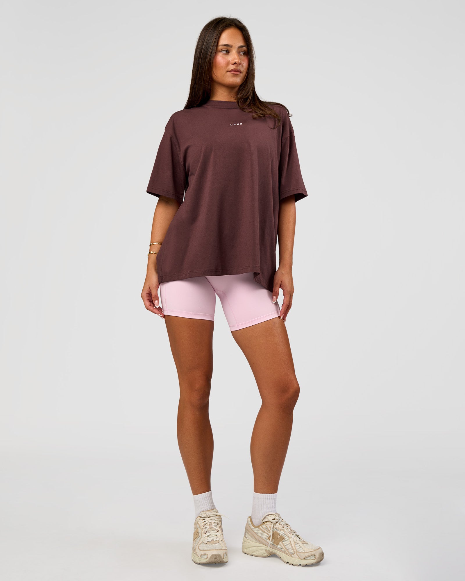 LSKD GO-TO FLXCOTTON OVERSIZED TEE - COCOA POWDER-WHITE - image 12