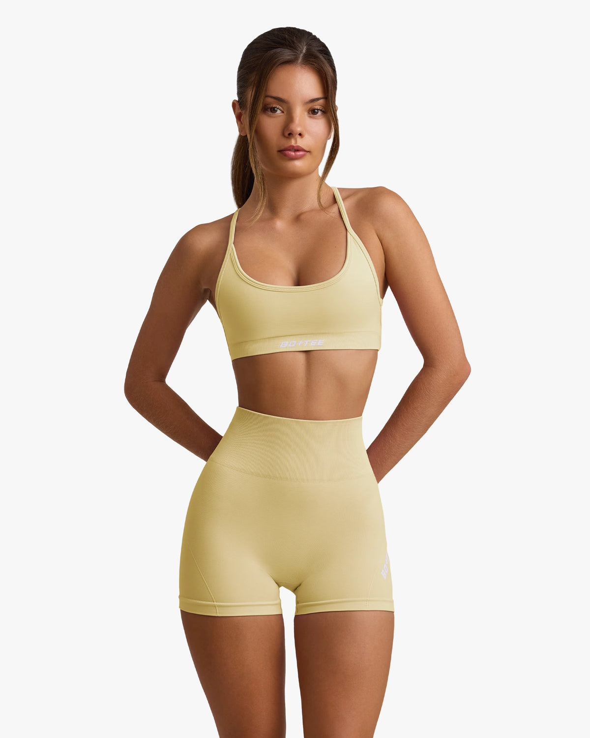 SUPER SCULPT SEAMLESS MINI SHORTS IN BUTTER YELLOW