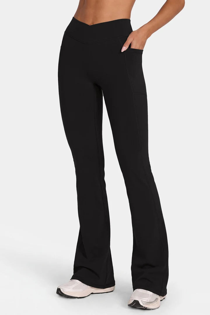 BO&TEE SOFT ACTIVE V-WAIST FLARED LEGGINGS BLACK